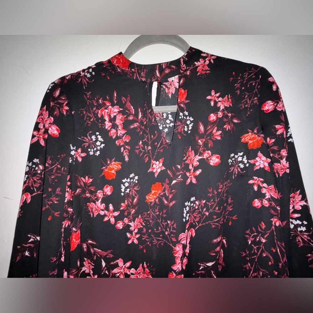 Violet & Claire Black and Red Floral Blouse - Picture 3 of 4